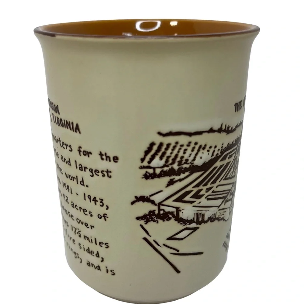 The Pentagon Collectible Stoneware Mug Cup Ceramic Vtg Brown Arlington Virginia